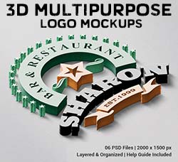 品牌展示模型－3D立体标志：3D Multipurpose Logo Mockups